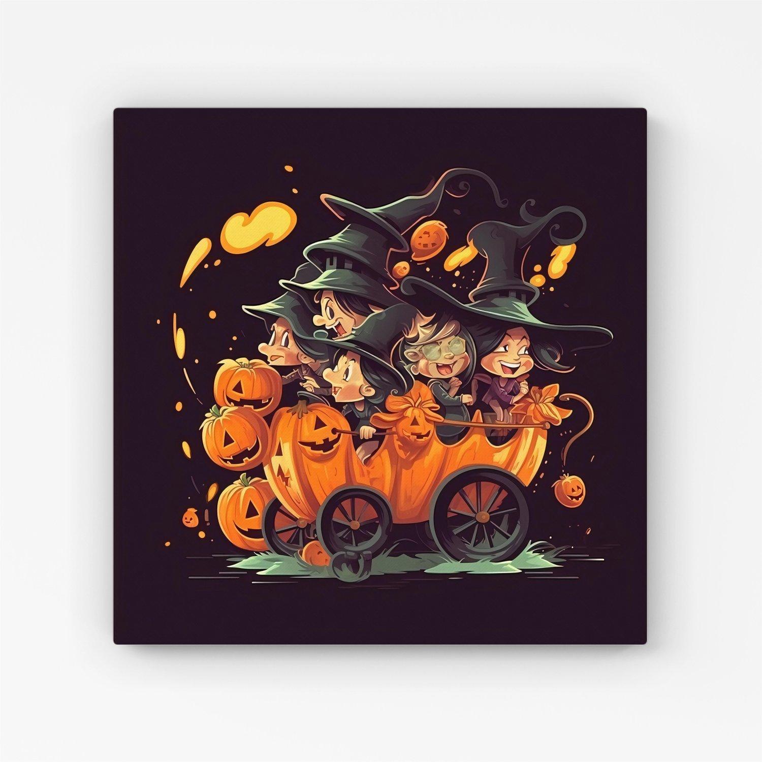 Cartoon Illustrations A Magical Pumpkin Carriage With Canvas