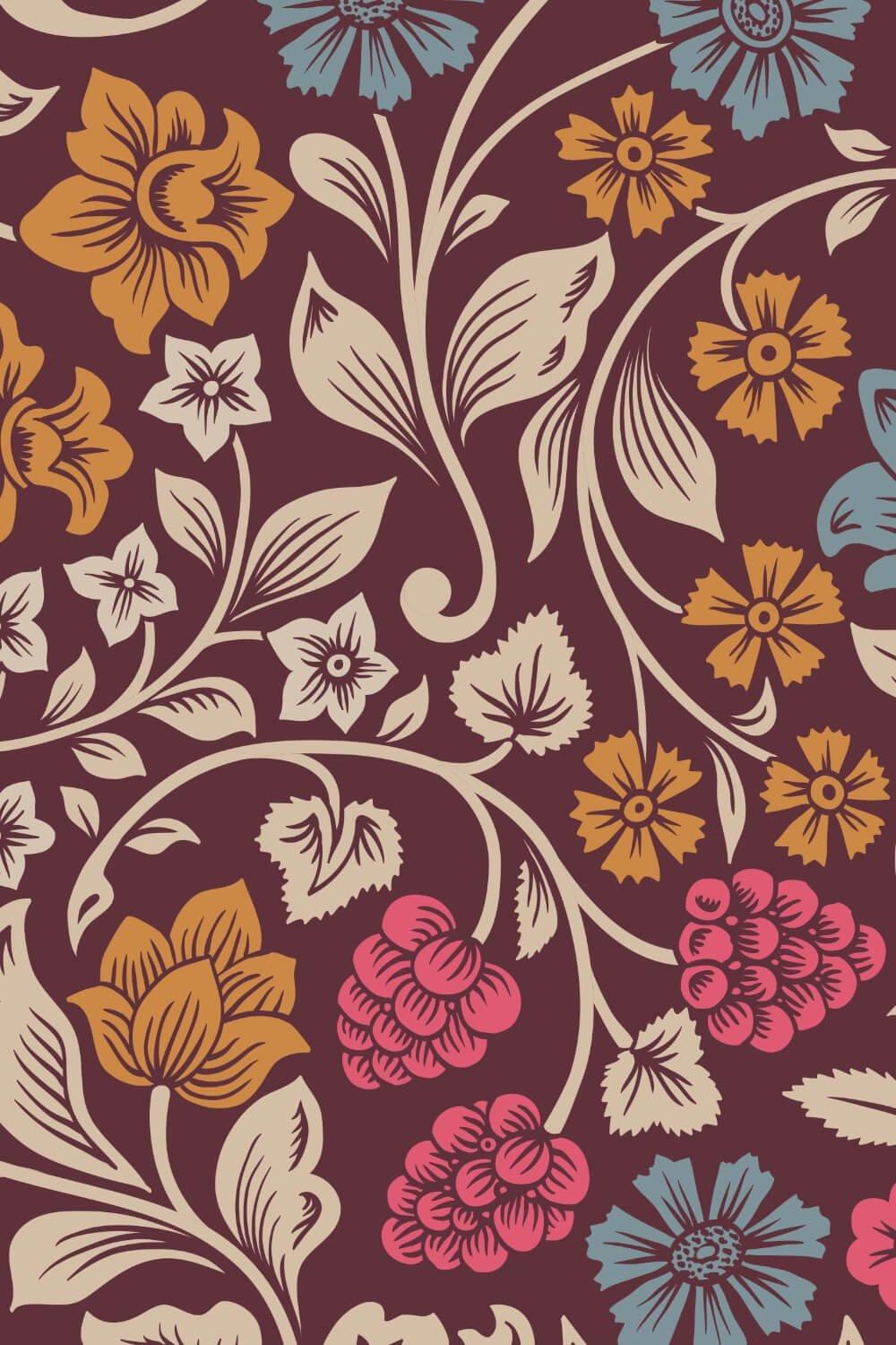 Eco-Friendly Arts And Crafts Large Floral Print Wallpaper