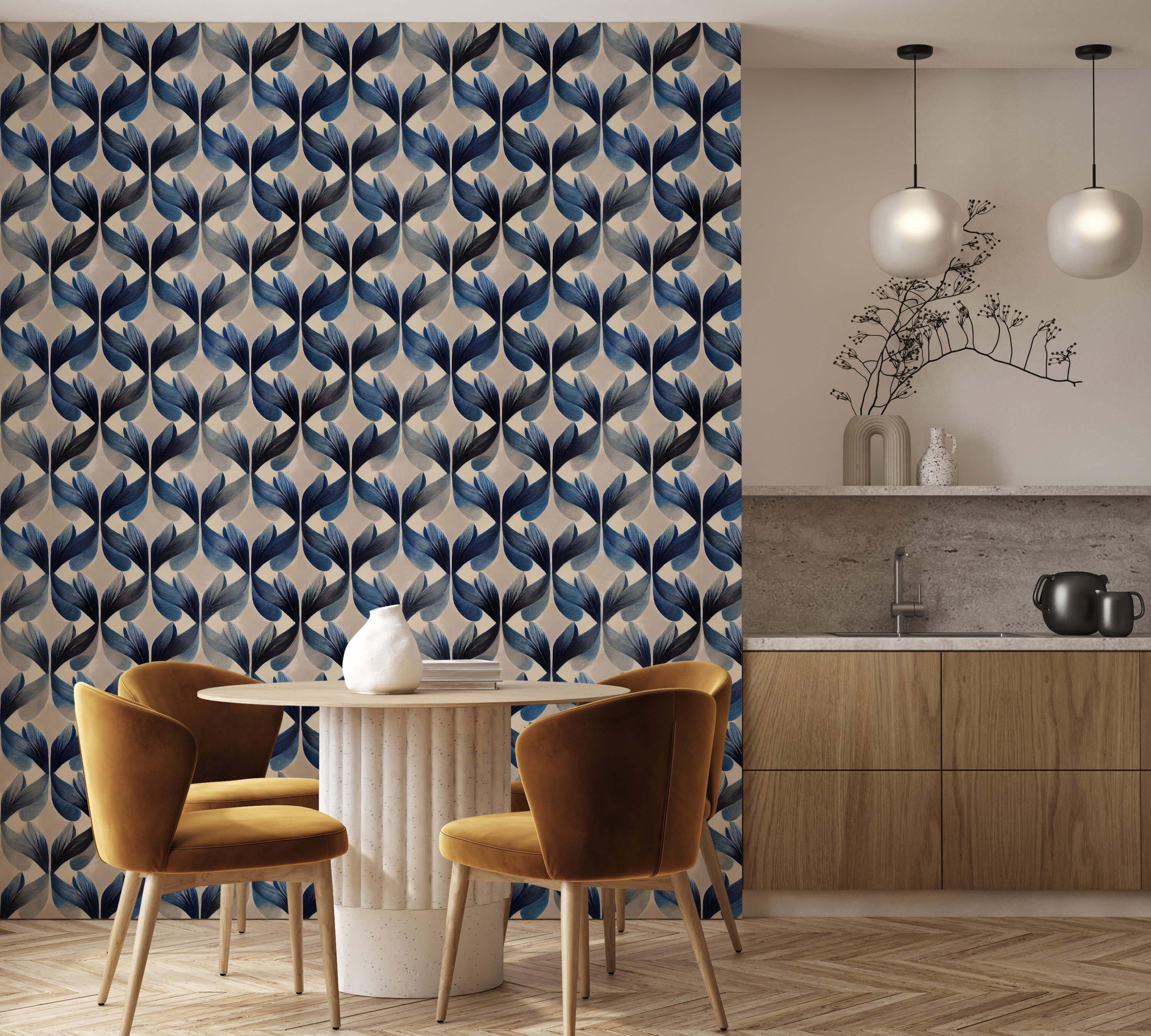 Eco-Friendly Painted Abstract Motif Wallpaper