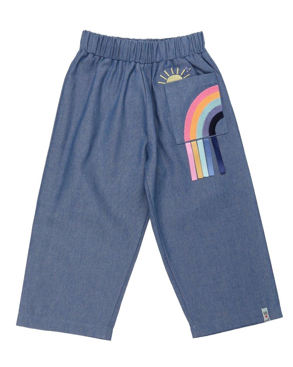 Rainbow Pocket Chambray Cropped Trousers