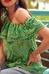 ANOTHER SUNDAY One Shoulder Ruffle Blouse With Broderie In Green thumbnail 2
