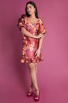 ANOTHER SUNDAY Floral Jacquard Puff Sleeve Mini Dress Pink thumbnail 3
