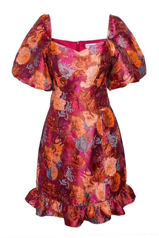 ANOTHER SUNDAY Floral Jacquard Puff Sleeve Mini Dress Pink 4