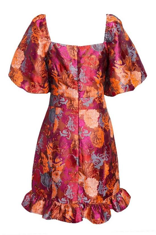 ANOTHER SUNDAY Floral Jacquard Puff Sleeve Mini Dress Pink 6