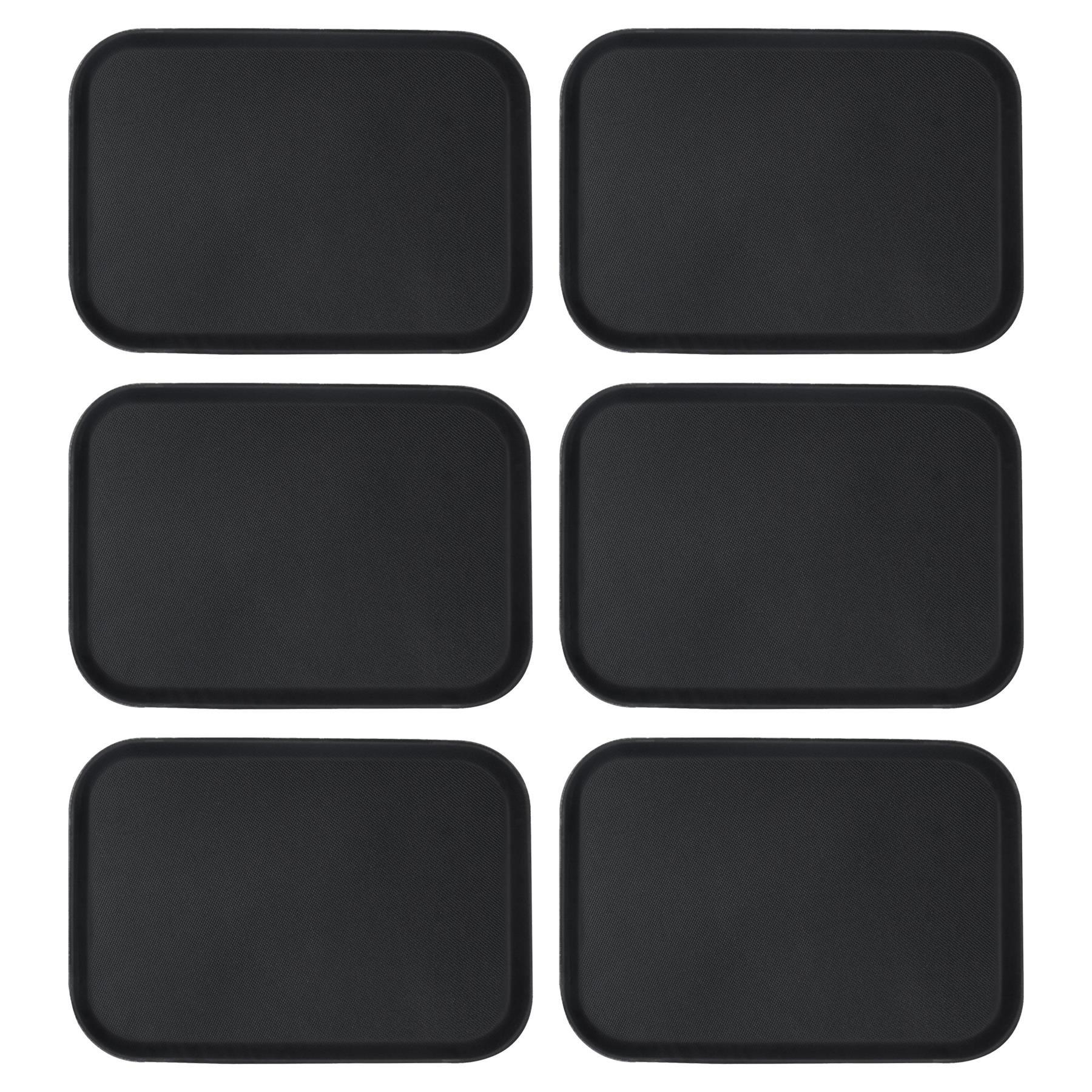 Rectangle Non-Slip Serving Trays - 66cm x 45.5cm - Black - Pack of 6