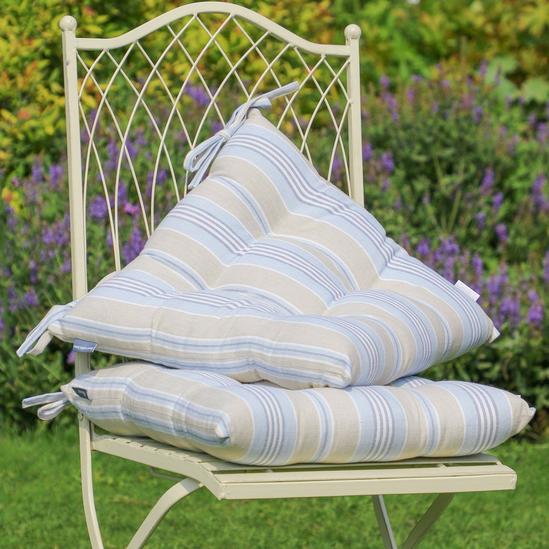 Dibor Set of 4 Vintage Blue Striped Indoor Outdoor Chair Seat Pad Garden Furniture Cushions 2