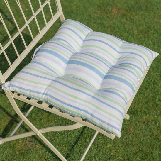Dibor Set of 4 Vintage Blue Striped Indoor Outdoor Chair Seat Pad Garden Furniture Cushions 3