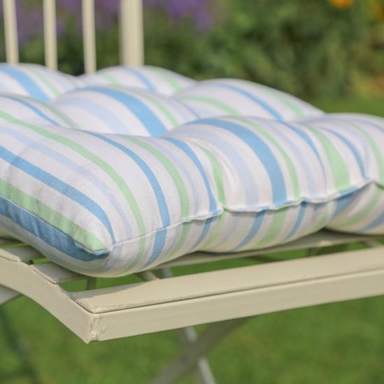 Dibor Set of 4 Vintage Blue Striped Indoor Outdoor Chair Seat Pad Garden Furniture Cushions 4