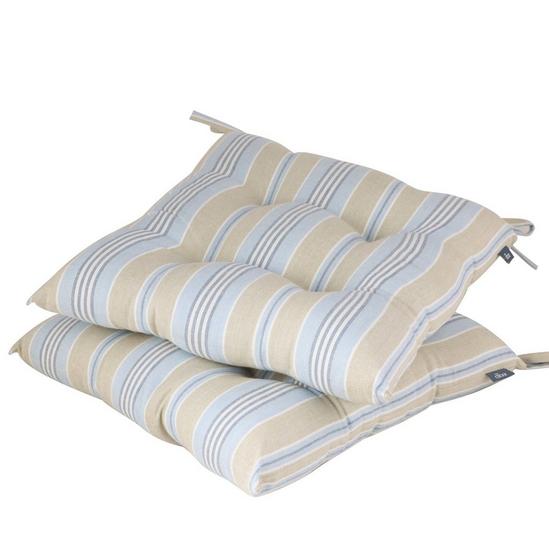 Dibor Set of 2 Blue Striped Outdoor Chair Seat Pad Garden Furniture Cushions 1
