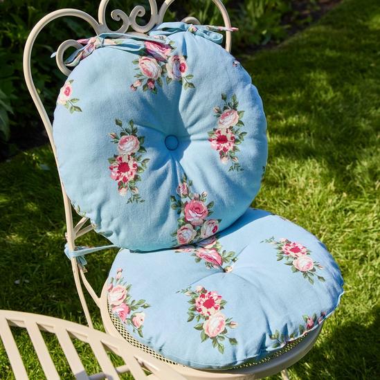 Dibor Vintage Rose Blue Round Outdoor Garden Cushion Furniture Chair Seat Pad 3