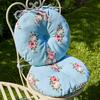 Dibor Set of 4 Vintage Rose Blue Round Outdoor Garden Furniture Chair Seat Pads thumbnail 2