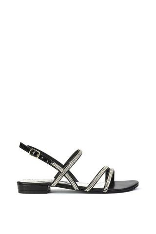 Product 'Orla' Strappy Summer Flat Diamante Sandals Flats Black