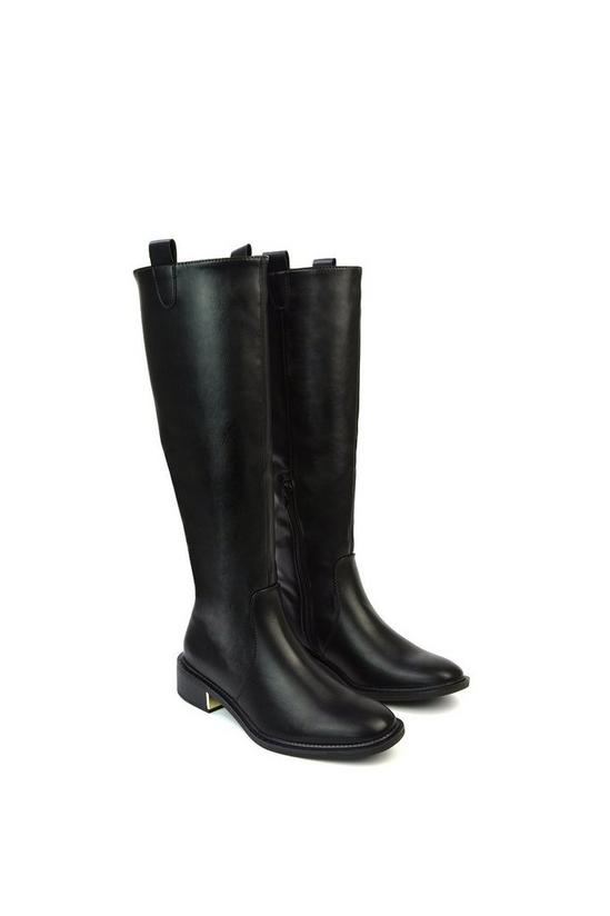 XY London 'Prince' Winter Flat Knee High Boots With Inside Zip 4