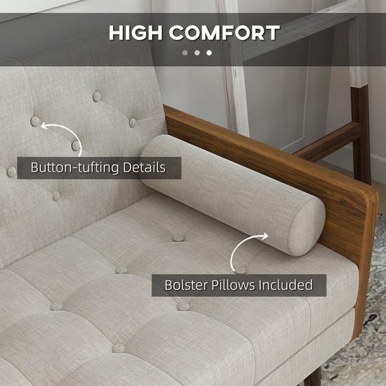HOMCOM 3-Seater Sofa Bed Click-Clack Button-Tufted Settee Recliner Couch 6