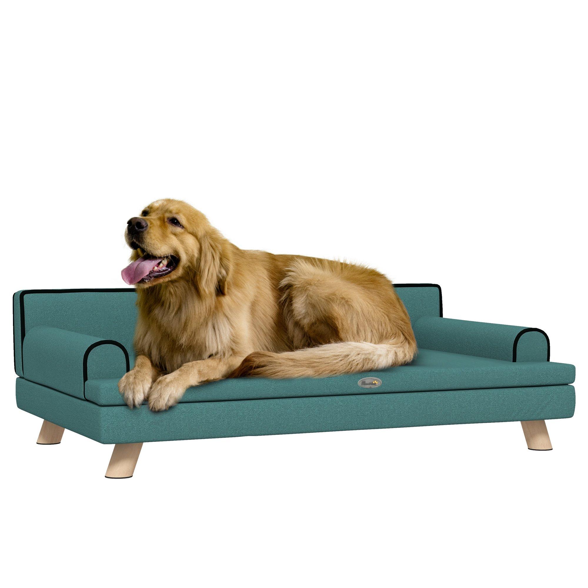 Pet Sofa for Large, Medium Digs with Wooden Legs, Water-Resistant Fabric