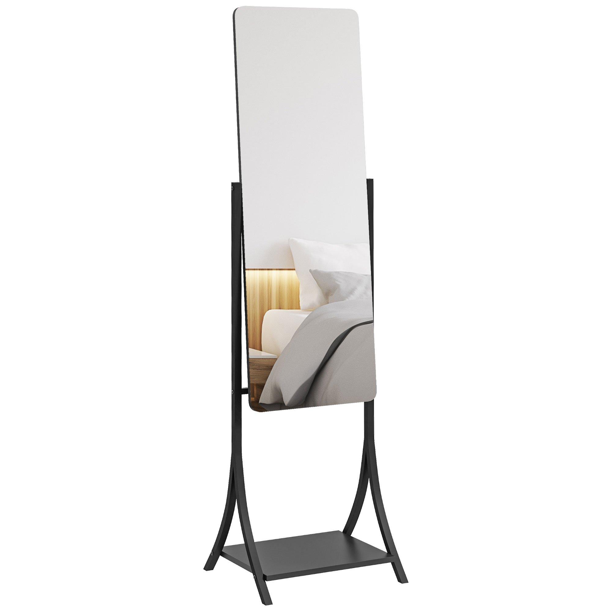 Freestanding Full Length Mirror Adjustable Full Body Mirror with Shelf