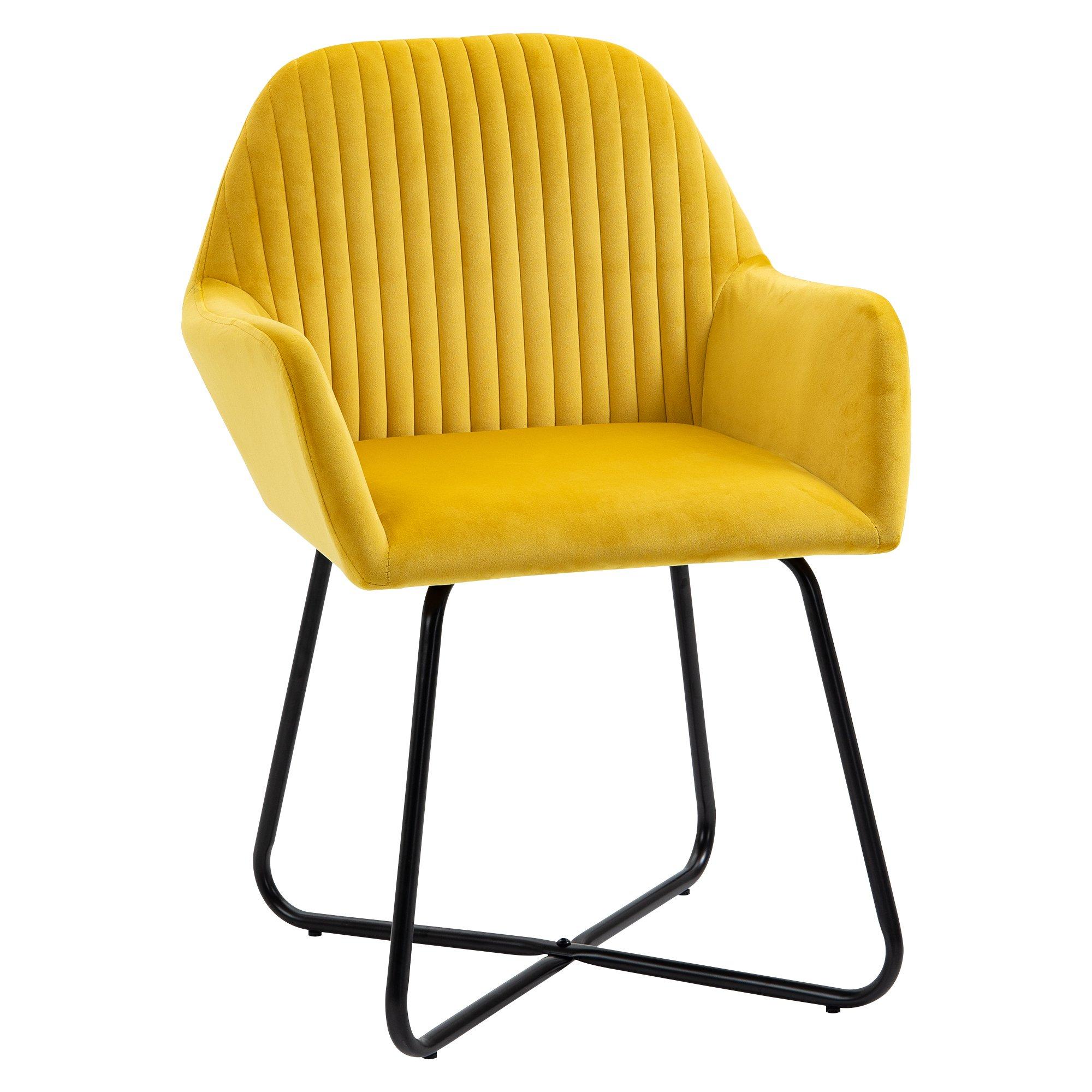 Modern Accent Chair Velvet Feel Upholstered Lounge Armchair Metal Base