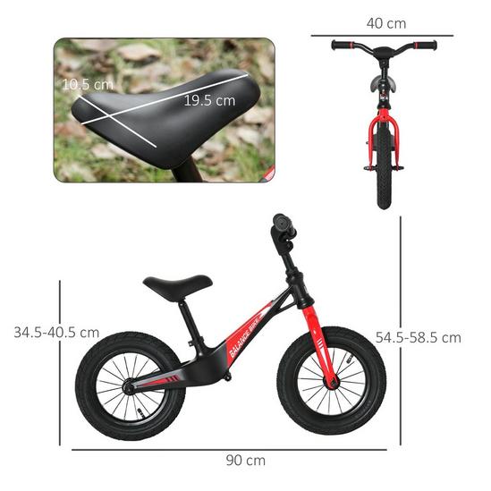 HOMCOM 12 Inch Kids Balance Bike, No Pedal Bicycle Adjustable, Rubber Tyre 3