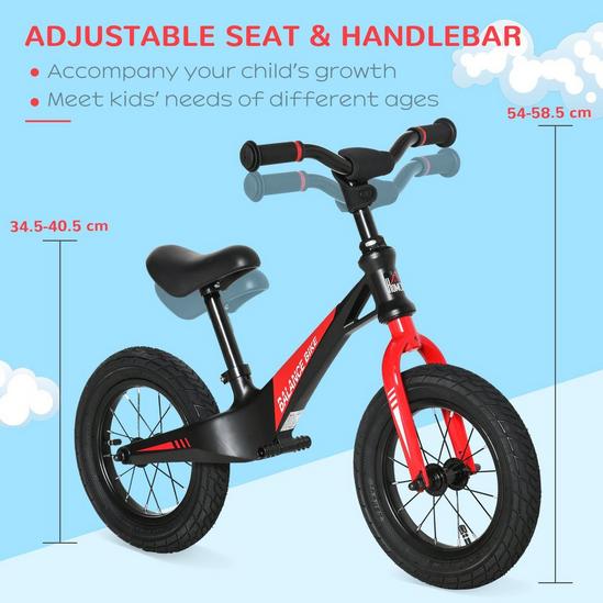 HOMCOM 12 Inch Kids Balance Bike, No Pedal Bicycle Adjustable, Rubber Tyre 4