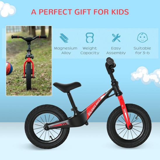 HOMCOM 12 Inch Kids Balance Bike, No Pedal Bicycle Adjustable, Rubber Tyre 6