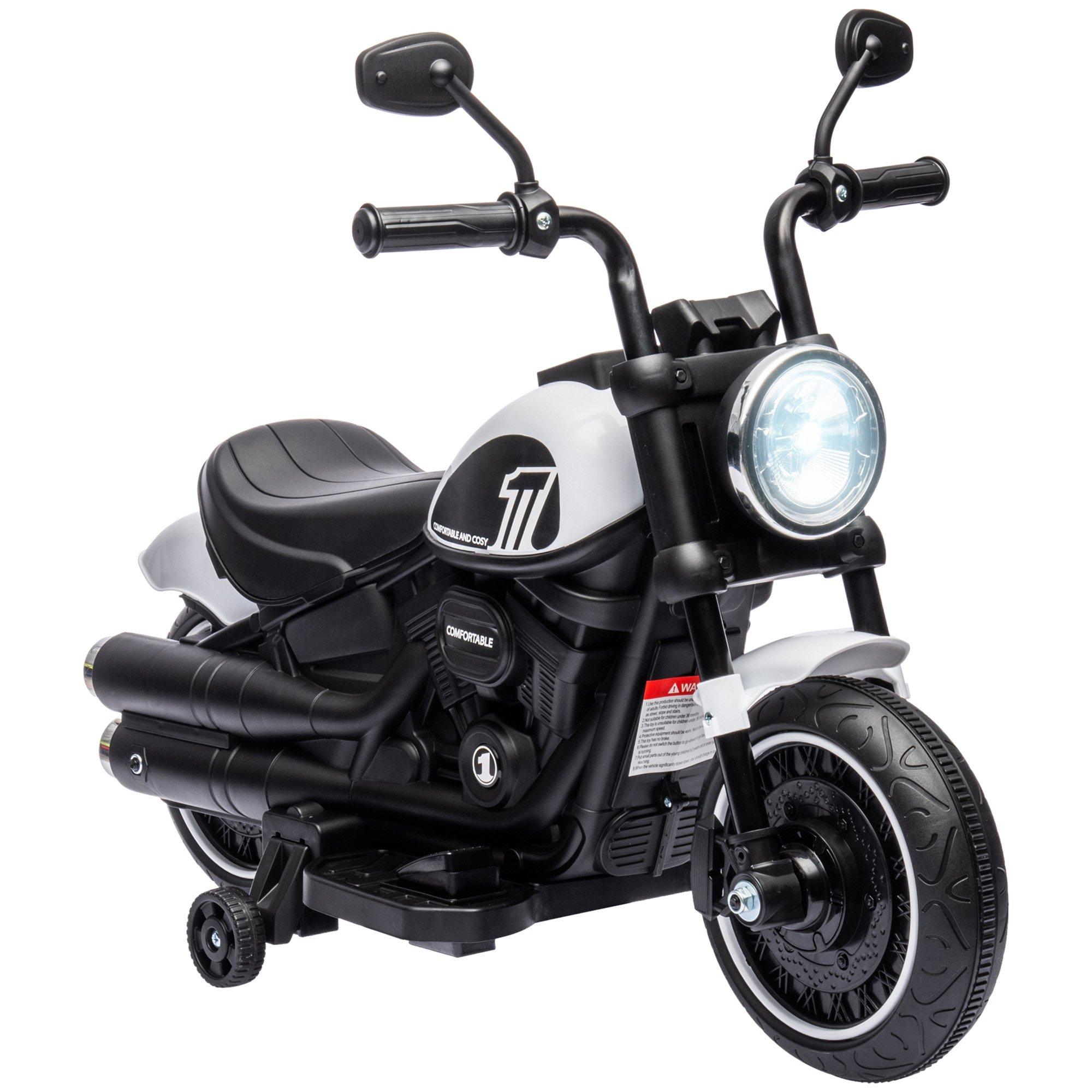 6V Electric Motorbike with Wheels, One-Button Start, Headlight