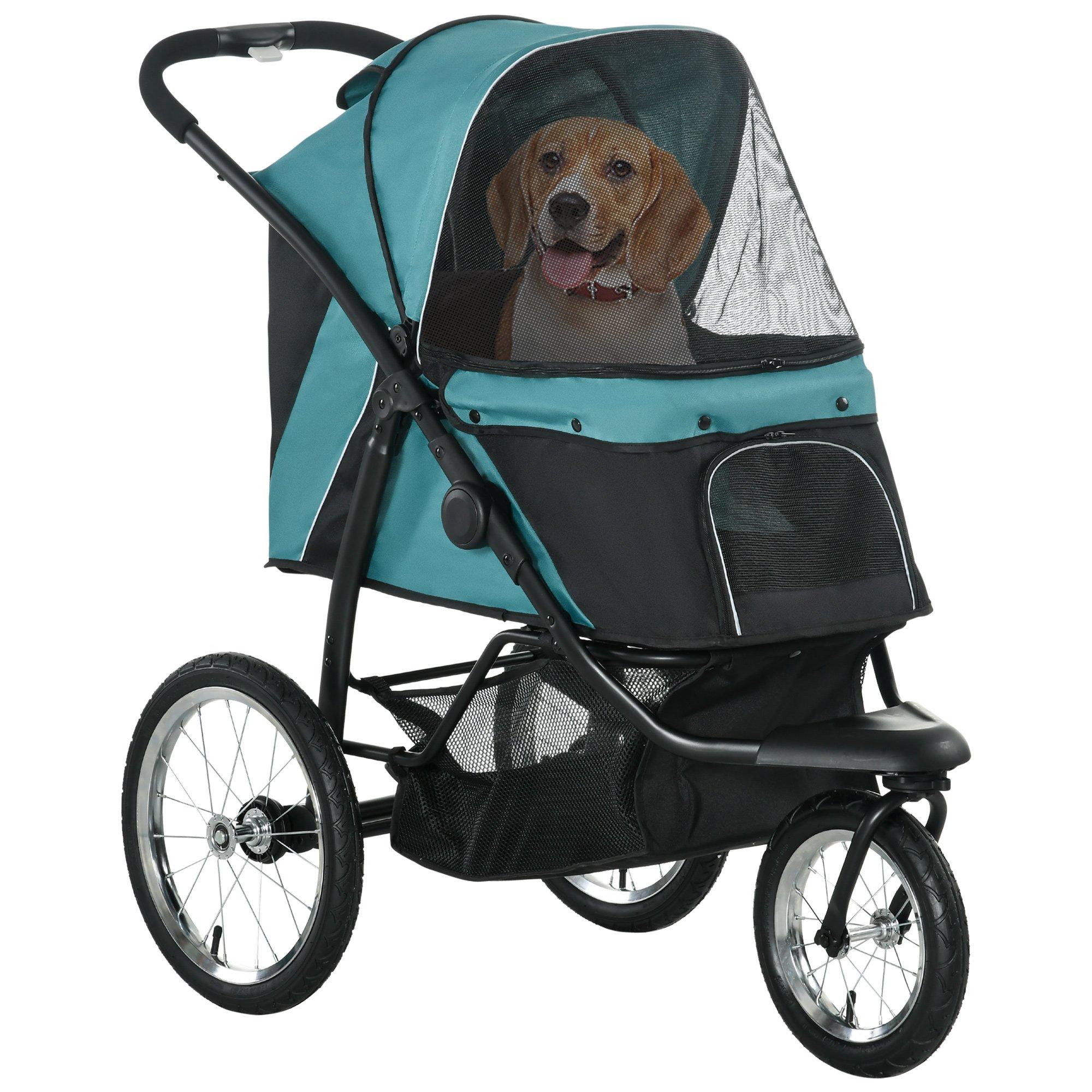Pet Stroller for Medium, Small Dogs, Foldable Cat Pram Dog Pushchair with Adjustable Canopy, 3 Big W