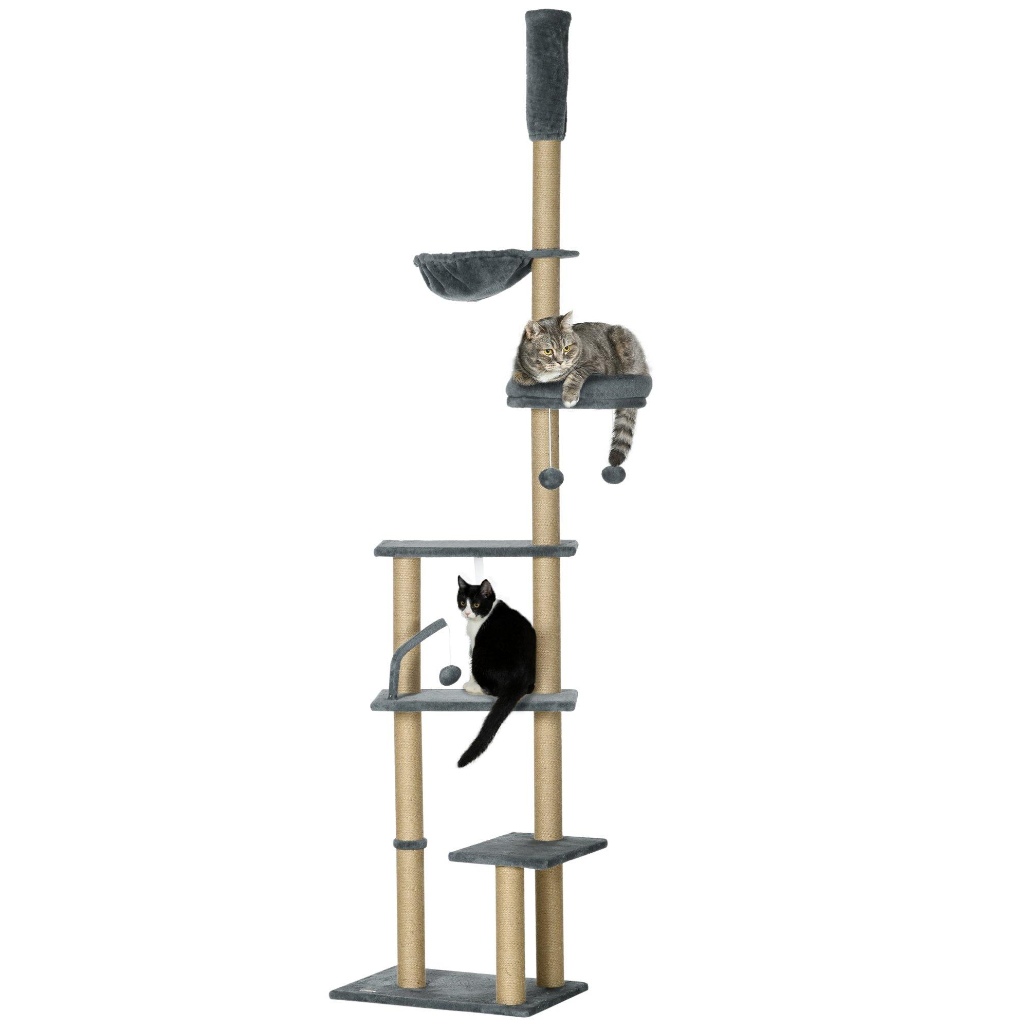 6-Tier Floor to Ceiling Cat Tree with Scratching Post Bed Hammock