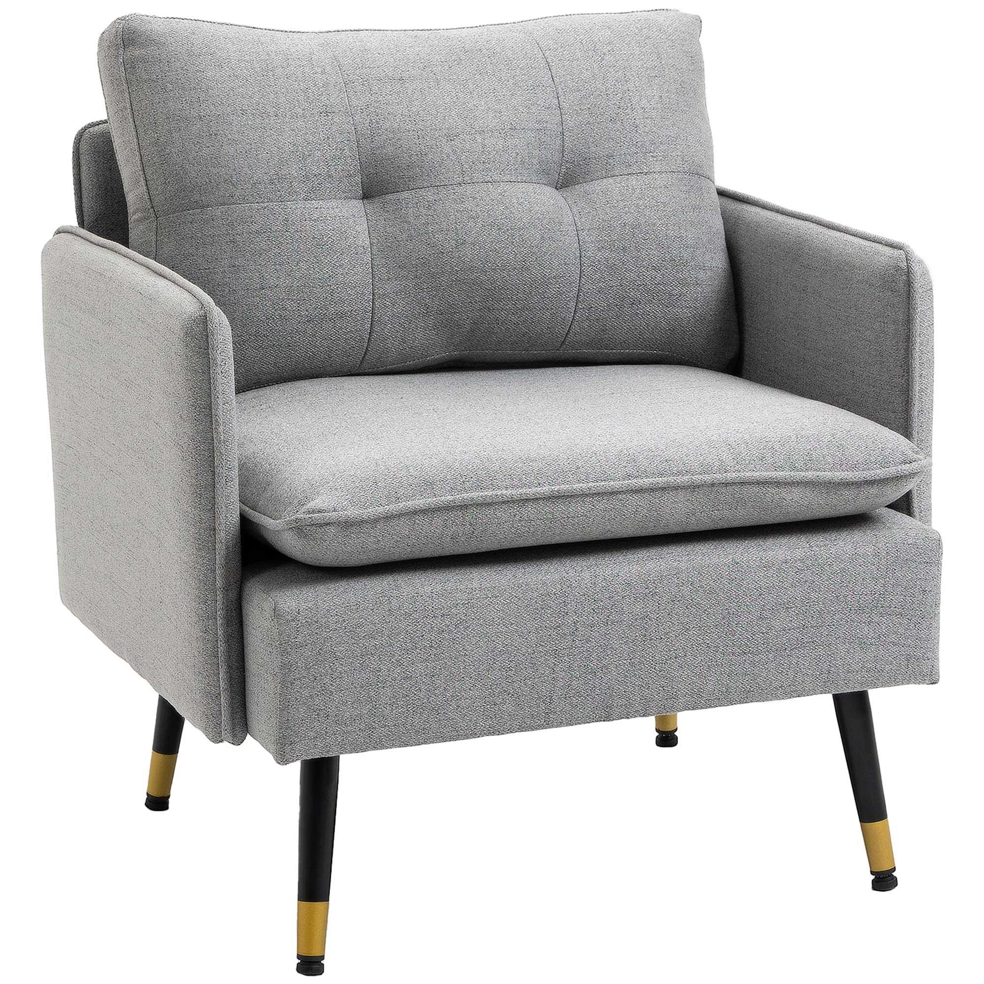 Armchairs with Steel Legs Button Tufted Accent Chairs for Living Room