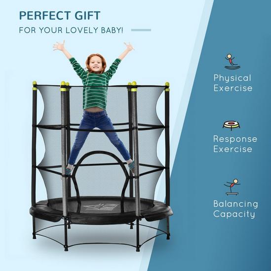HOMCOM 5'2" Kids Trampoline with Safety Enclosure, for Ages 3-10 Years 4