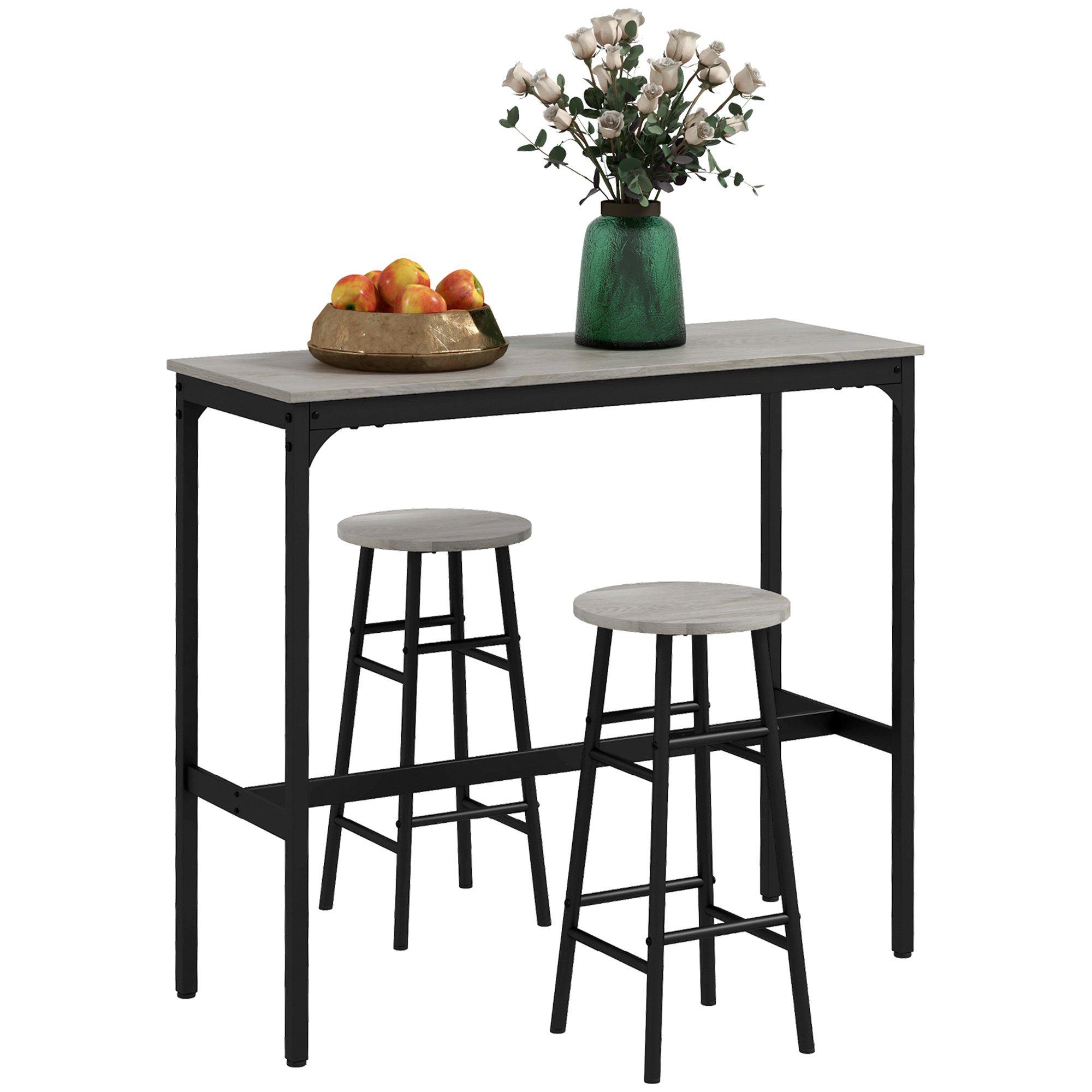 3 Piece Bar Table and Stool Set Kitchen Table with 2 Stools