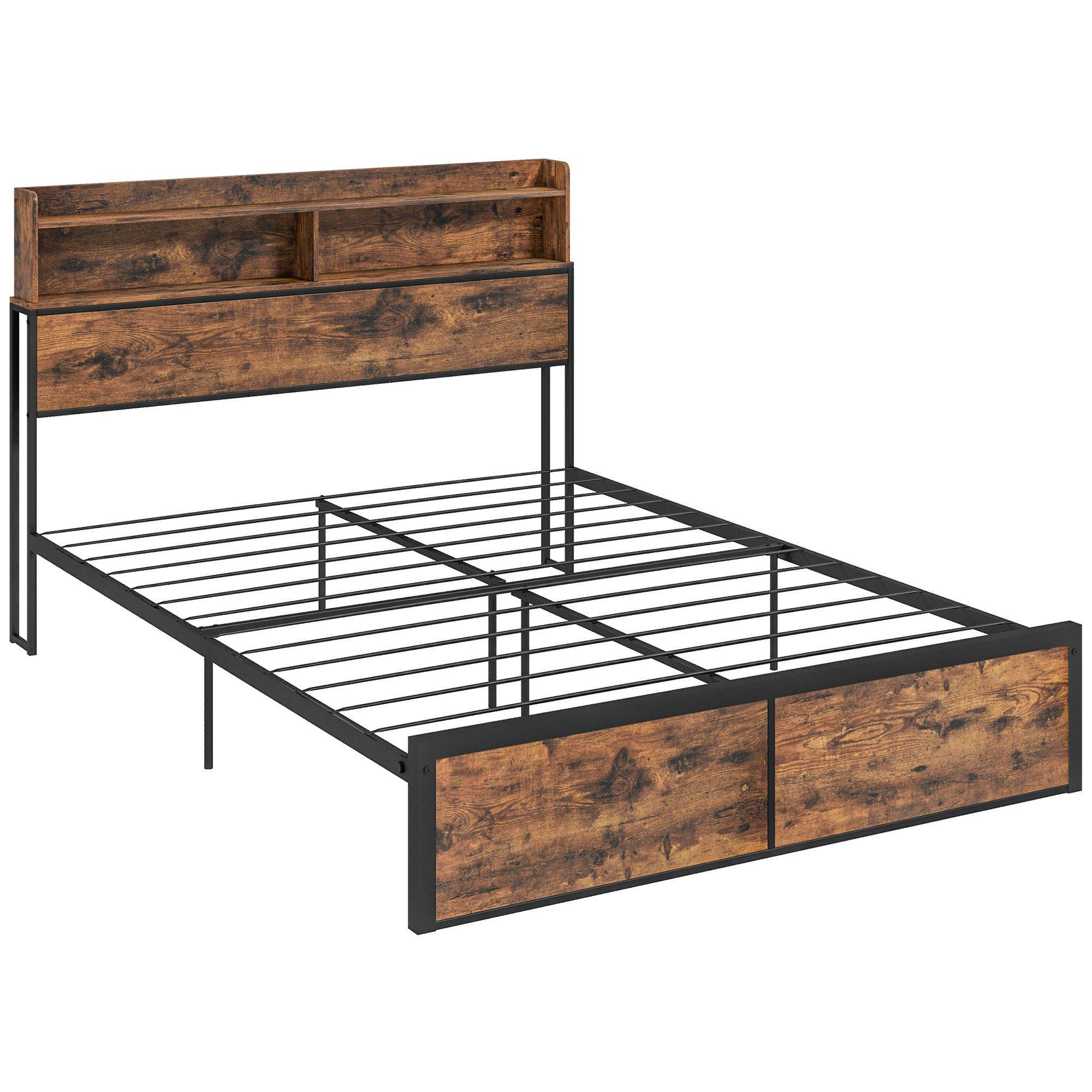 Bed Frame with Storage Headboard and Under Bed Storage