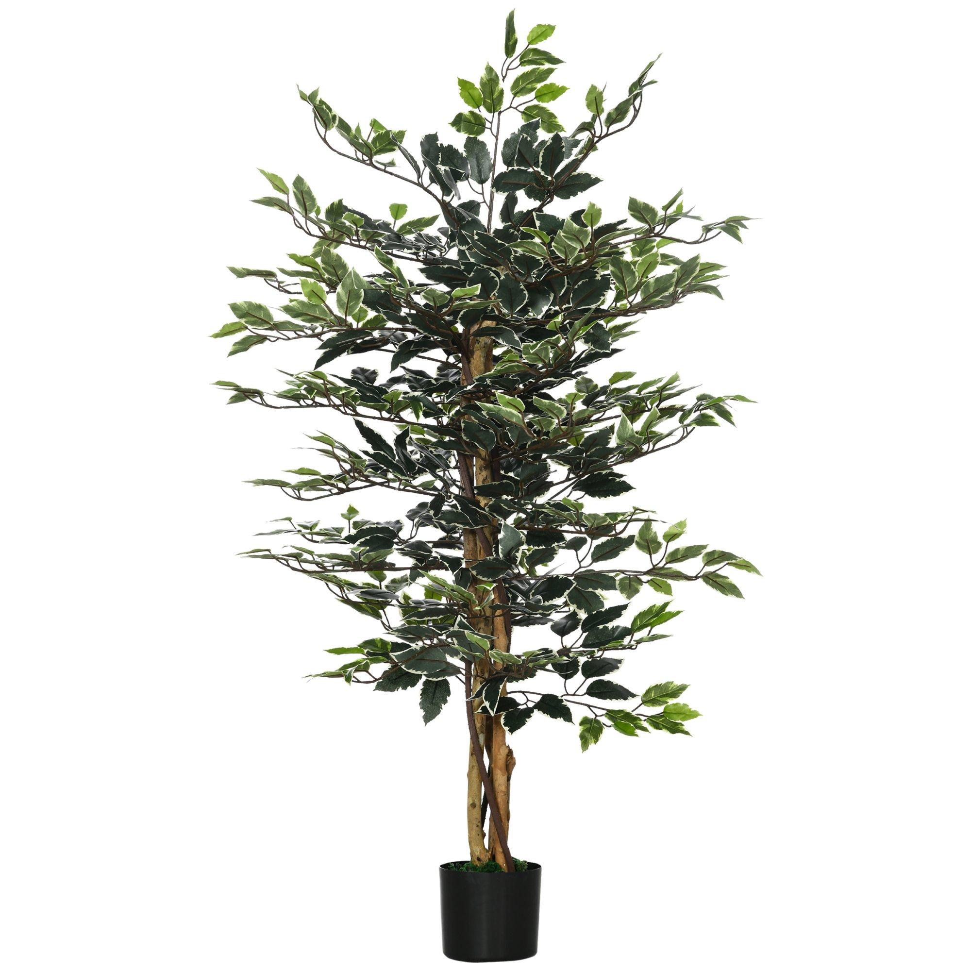 Artificial Ficus Tree in Pot 130cm Tall Fake Plant for Indoor Outdoor