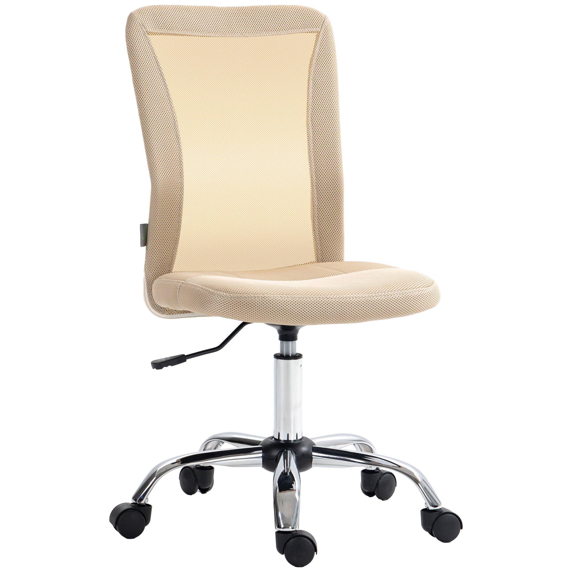 Armless Desk Chair Height Adjustable Mesh Office Chair with 5 Wheels