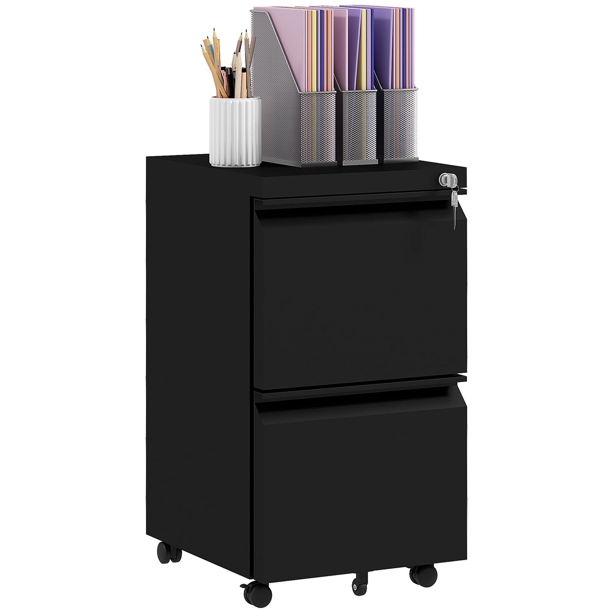2 Drawers Filing Cabinet with Adjustable Hanging Bar Lockable Cabinet