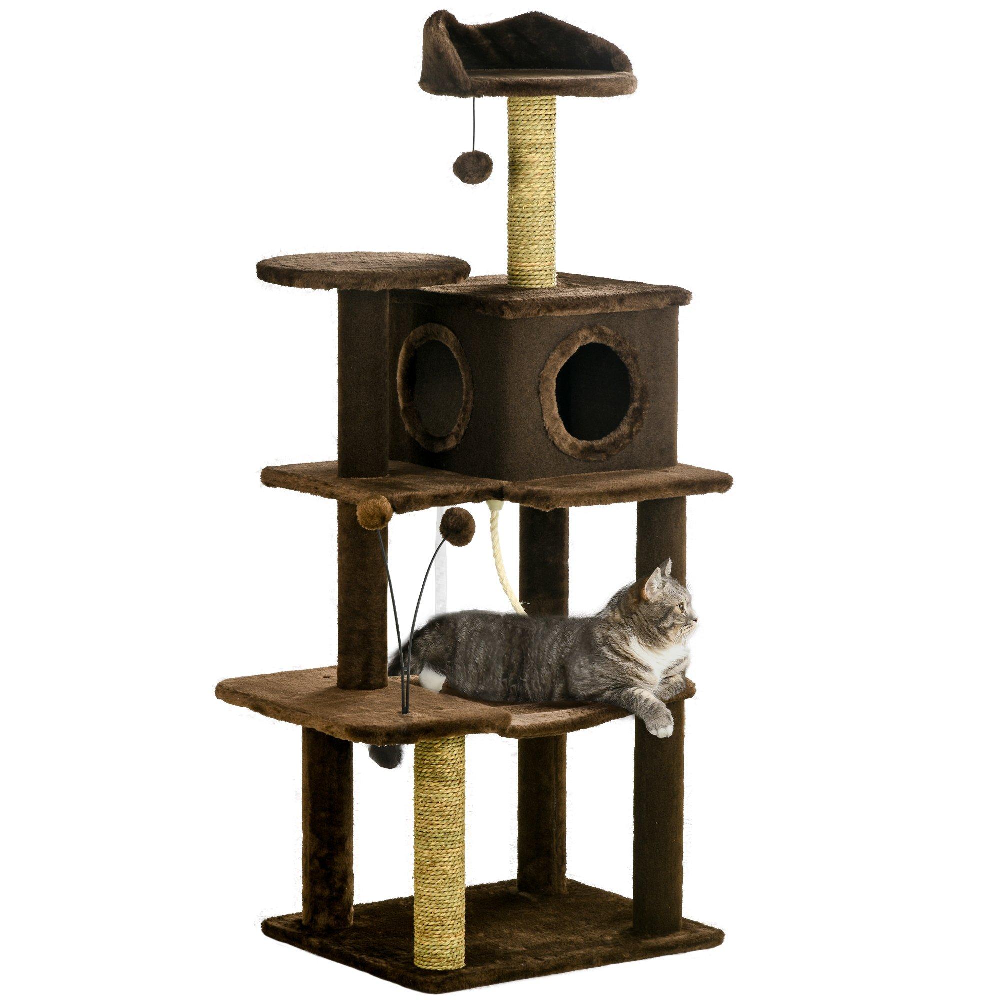 Cat Tree Tower with Scratching Posts Cat House Hammock Bed Toy Ball