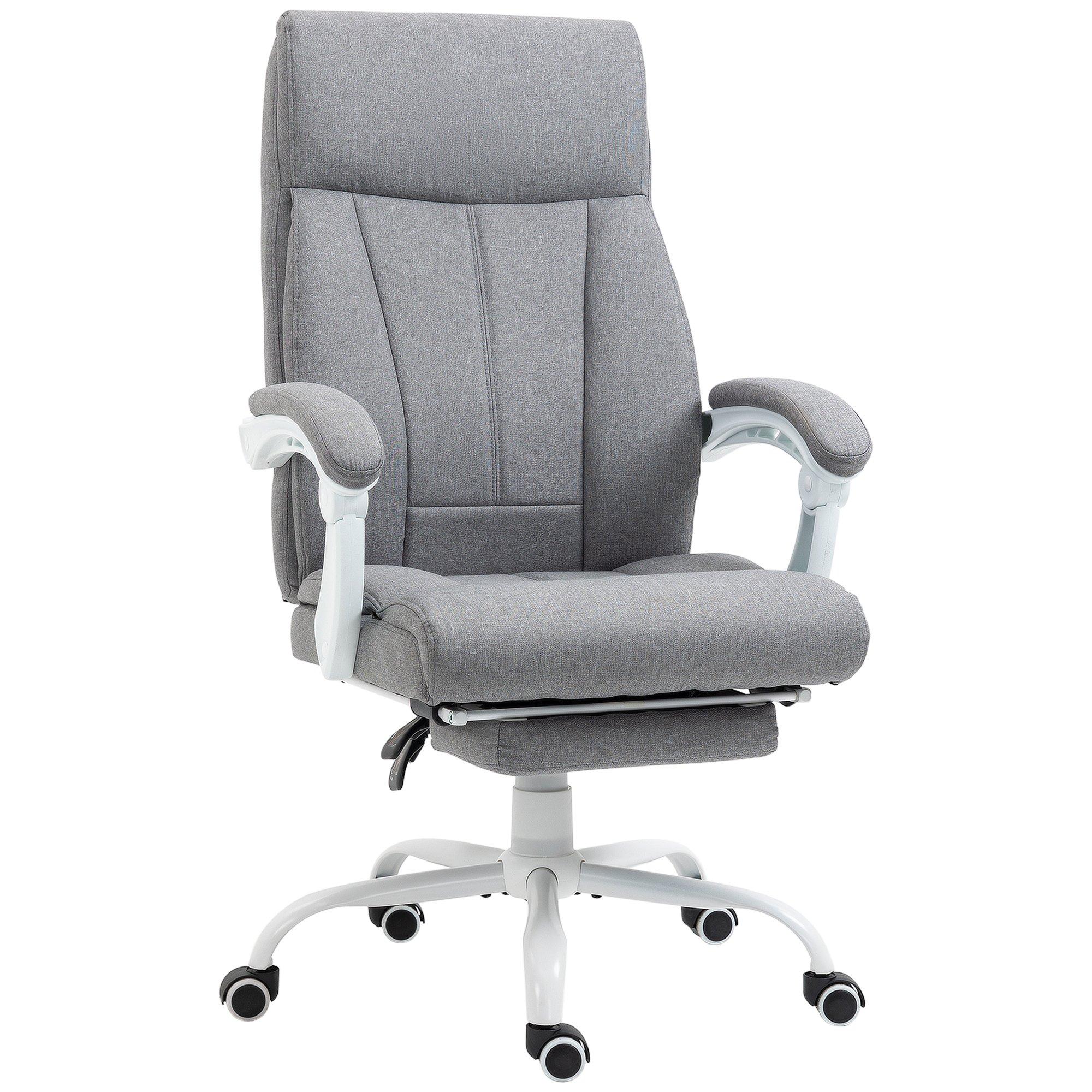 Executive Office Chair with Arm Footrest Linen Feel Fabric