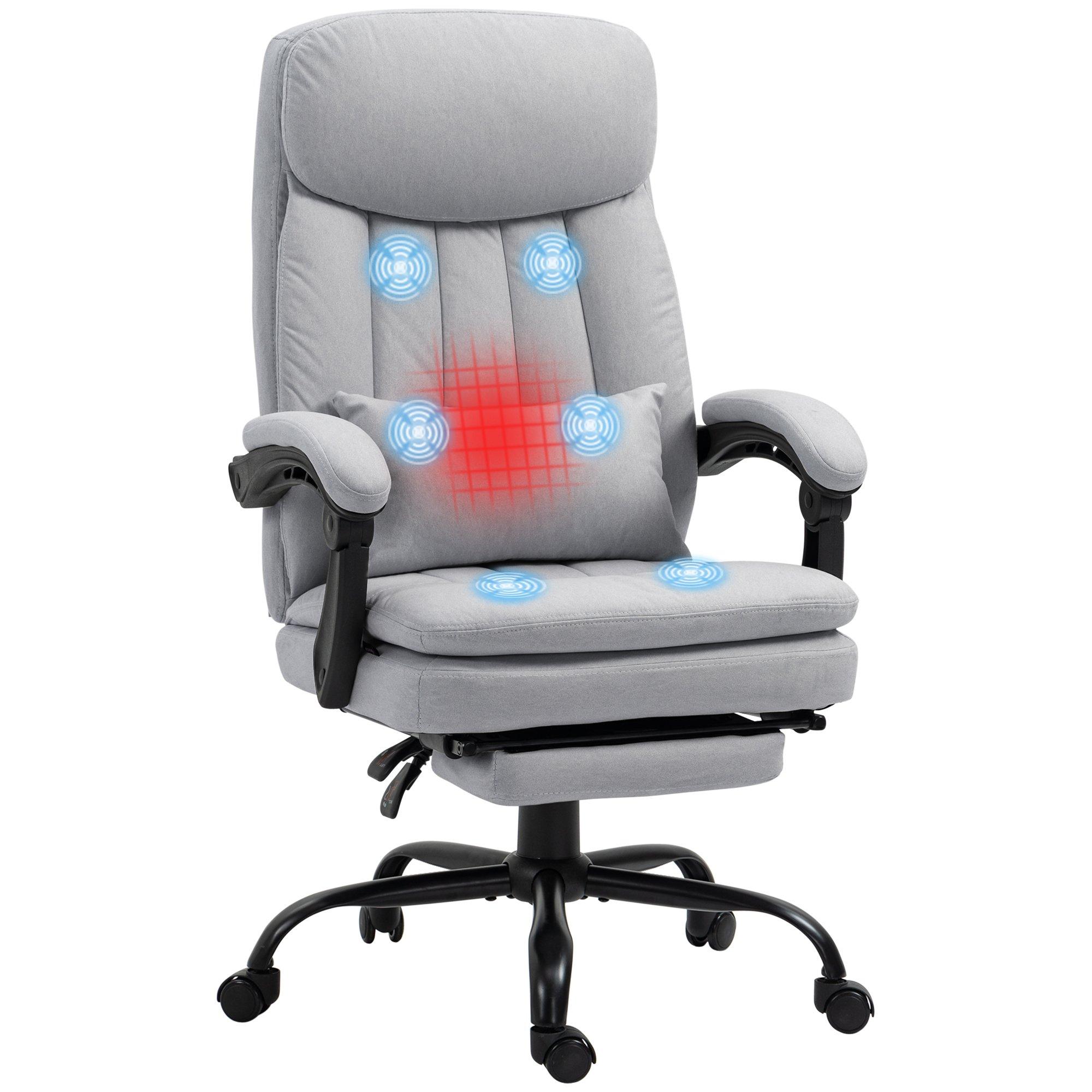 Microfibre Office Chair with Vibration Massage and Heat Lumbar Pillow