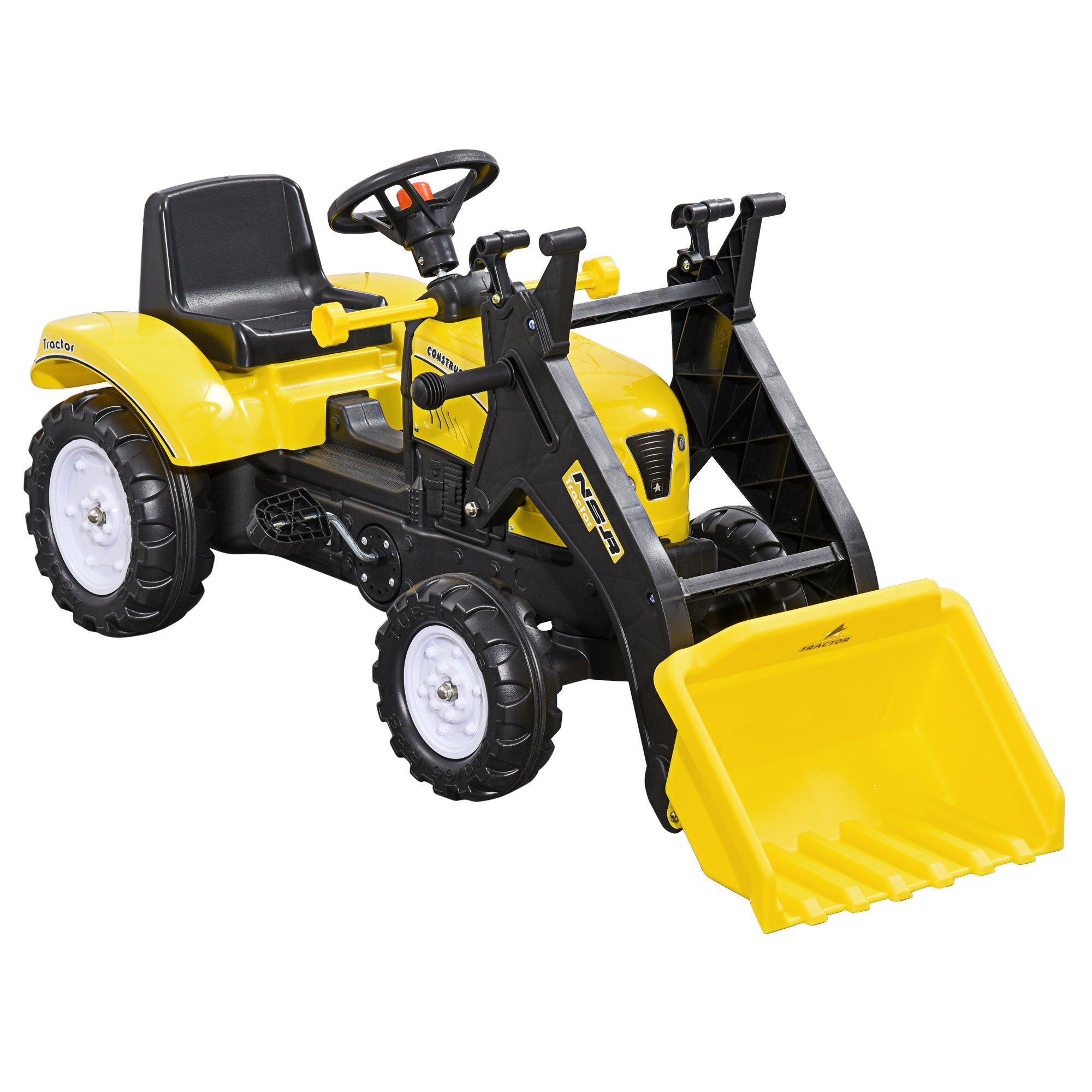 Pedal Go Kart Ride On Excavator W/ Front Loader Digger,Four Wheels Child Toy