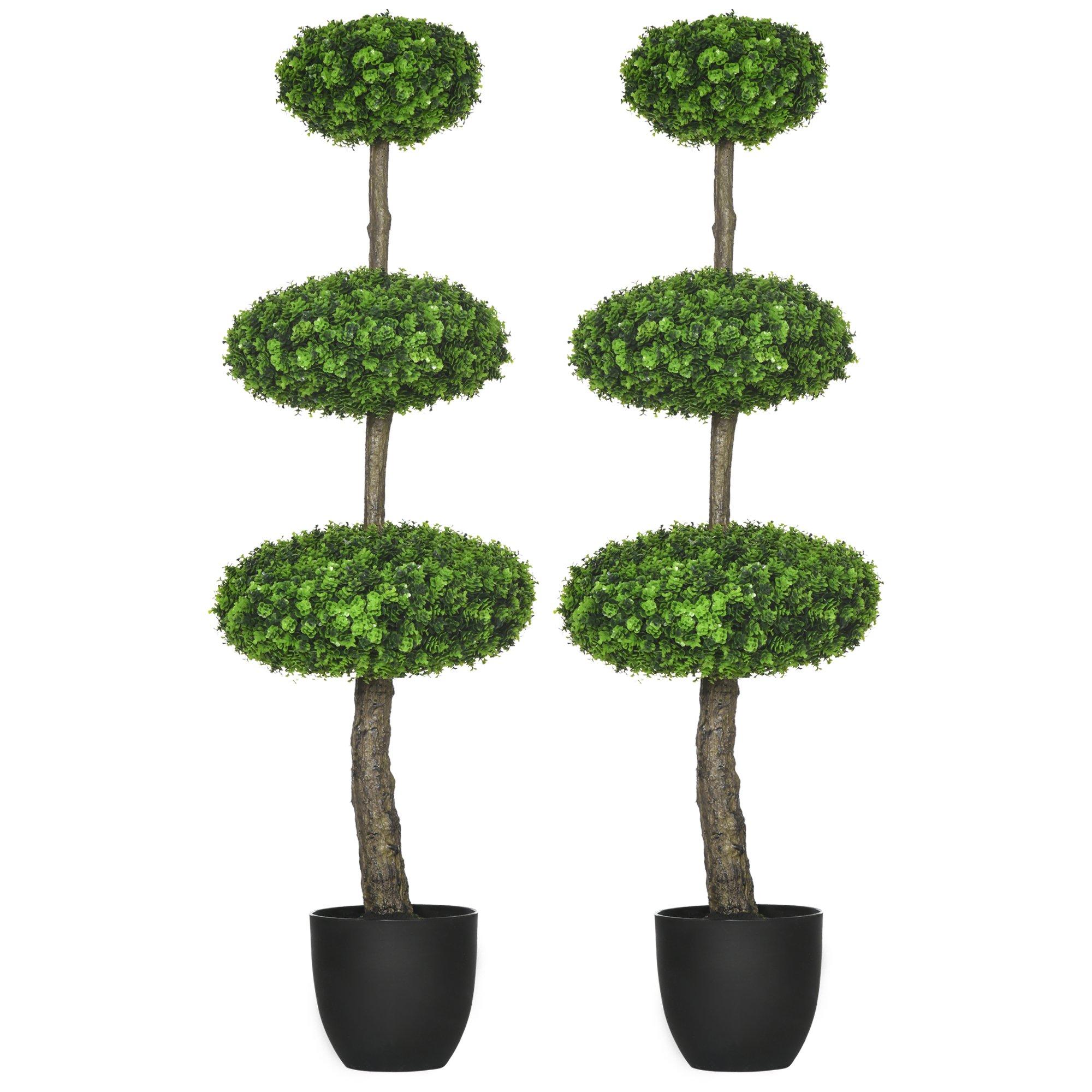 Set of 2 Artificial Boxwood Ball Topiary Trees for Home