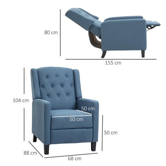 HOMCOM Button Tufted Recliner Chair Microfibre Cloth Reclining Armchair 3