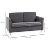 HOMCOM Double Seat Sofa Loveseat Couch 2 Seater Linen Armchair with Wood Legs thumbnail 3