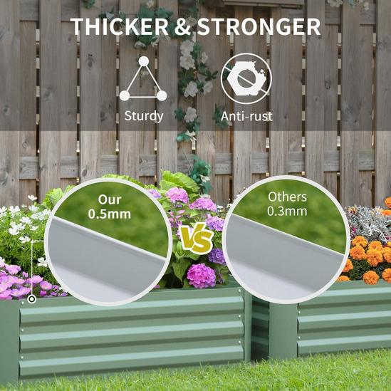 OUTSUNNY Set of 2 Raised Garden Bed Galvanised Steel Planter Boxes Easy Setup 6