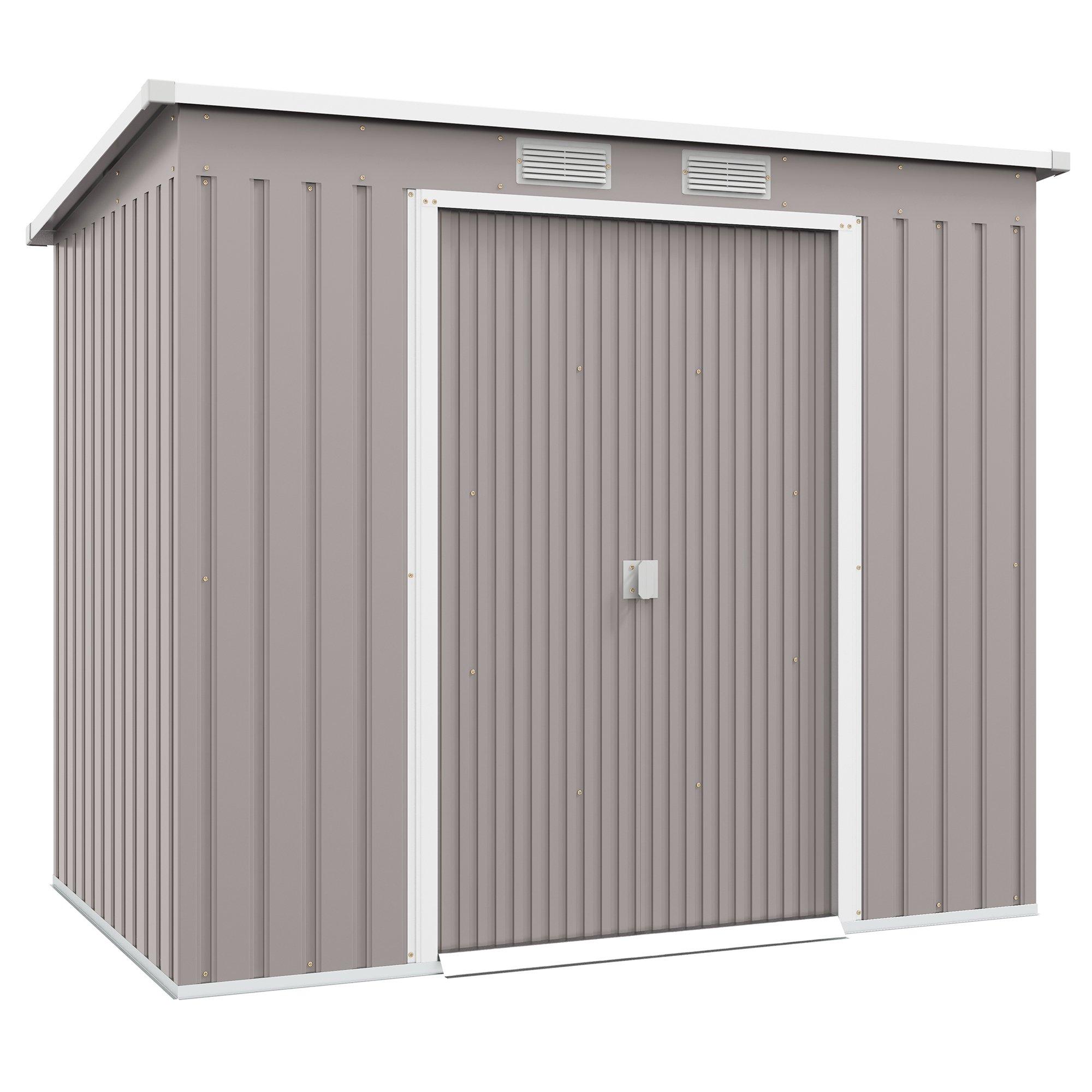 7 x 4ft Metal Garden Storage Shed with Double Door & Ventilation