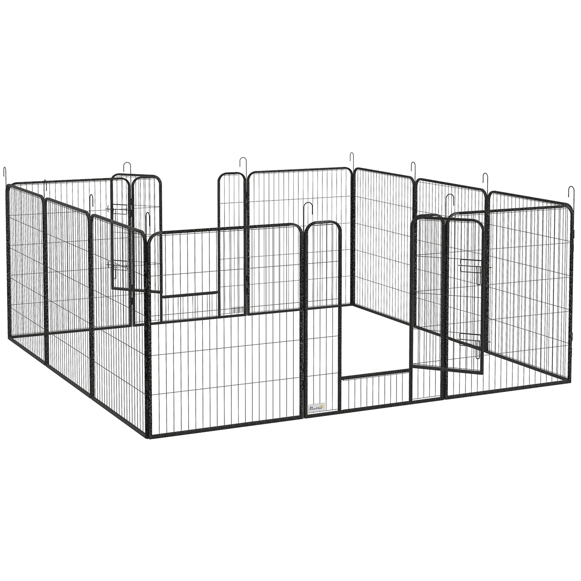 12 Panel Pet Playpen, Heavy-Duty Dog Fence, DIY Design with Doors, 80 x 100cm