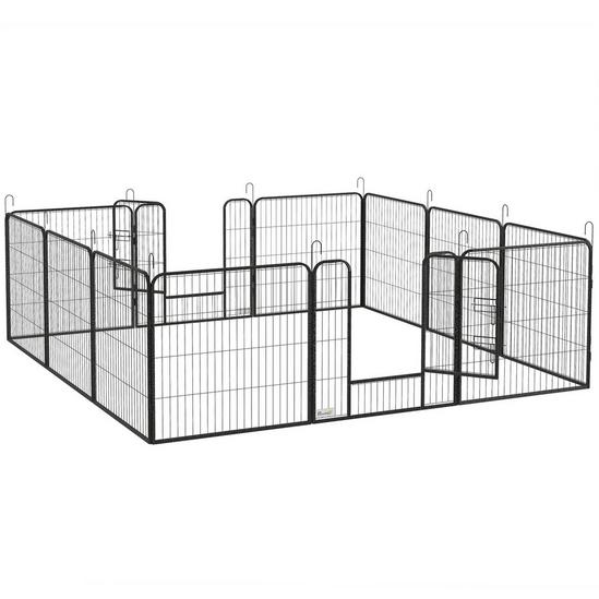 PAWHUT 12 Panel Pet Playpen, Heavy-Duty Dog Fence, DIY Design with Doors, 80 x 80cm 1