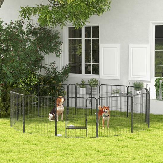 PAWHUT 12 Panel Pet Playpen, Heavy-Duty Dog Fence, DIY Design with Doors, 80 x 80cm 2