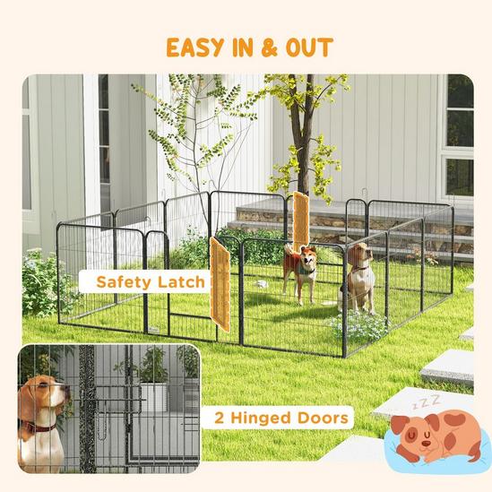 PAWHUT 12 Panel Pet Playpen, Heavy-Duty Dog Fence, DIY Design with Doors, 80 x 80cm 4