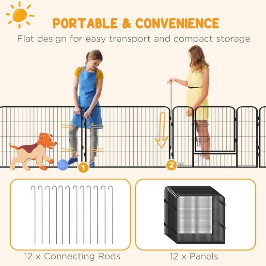 PAWHUT 12 Panel Pet Playpen, Heavy-Duty Dog Fence, DIY Design with Doors, 80 x 80cm 6