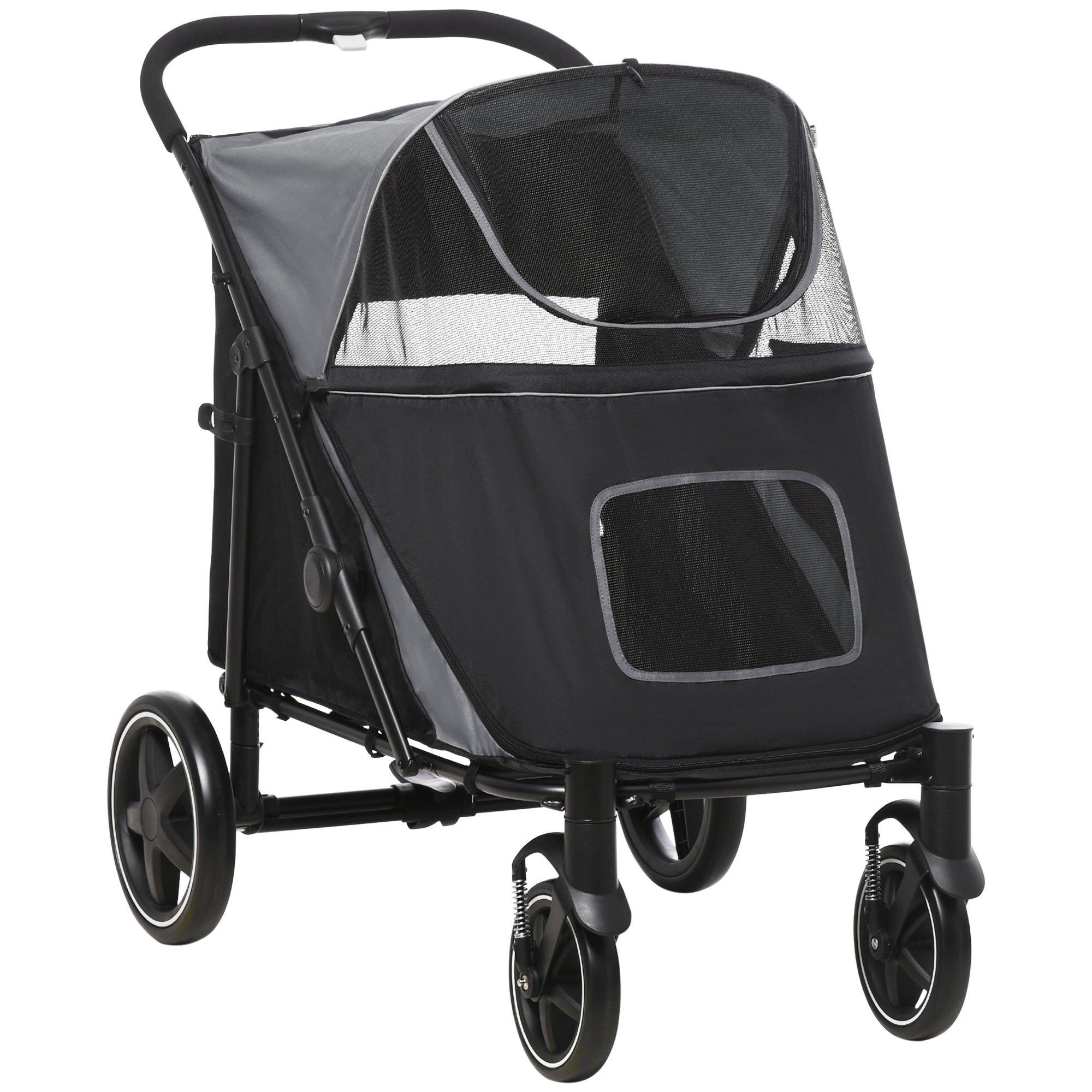 Foldable Pet Stroller with Universal Front Wheels, Shock Absorber