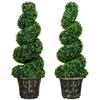 HOMCOM Set of 2 Decorative Artificial Plants Spiral Boxwood Tree for Decor thumbnail 1